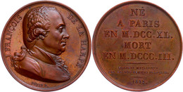 Frankreich, Bronzemedaille (Dm. 41,1 Mm, 39 G), 1822, Von F. Petit, Auf Francois De La Harpe, Av: Kopf Nach Rechts, Rev: - Autres & Non Classés