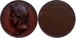 Frankreich, Louis Philippe I., Bronzemedaille (Dm. 51 Mm, 65 G), 1838, Von Borrel, Auf Die Geburt Des Grafen, Av: Kopf N - Autres & Non Classés