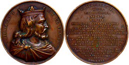 Frankreich, Bronzemedaille (Dm. 51,6 Mm, 60,5 G), 1840, Von Caque, Auf Childebert I., Av: Brustbild Nach Rechts, Rev: Sc - Andere & Zonder Classificatie