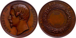 Frankreich, Napoleon III., Bronzemedaille (Dm. 50,3 Mm, 62 G), 1856, Von Caque, Prämienmedaille Des Landwirtschaftsminis - Other & Unclassified