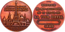 Frankreich, Bronzemedaille (Dm. 42 Mm, 40,6 G), 1889, Von Cuivre, Auf Den Besuch Der Ersten Etage Des Eiffelturms, Av: E - Sonstige & Ohne Zuordnung