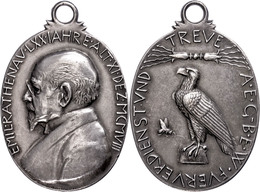 Tragbare, Ovale Silbermedaille (Dm. Ca. 58,9 X 40 Mm, Ca. 38,46g), 1908, Von H. Hahn, Zum 70. Geburtstag Emil Rathenaus. - Autres & Non Classés