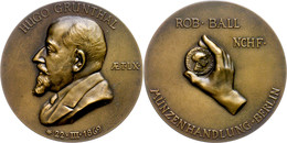 Bronzemedaille (Dm. Ca. 55mm, Ca. 59,44g), 1929, Von Morin, Zum 60. Geburtstag Von Hugo Grünthal. Av: Büste Nach Links.  - Andere & Zonder Classificatie