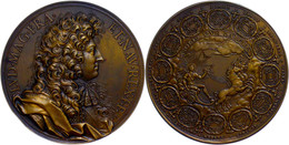 Frankreich, Bronzemedaille (Dm. 65 Mm, 118 G), O.J., Von Cheron, Auf Ludwig XIV.,, Av: Brustbild Nach Rechts, Rev: Strei - Other & Unclassified