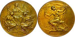 Belgien, Bronzemedaille Vergoldet (Dm. 70 Mm, 116 G), 1905, Von P. Dubois, Auf Die Weltausstellung In Lüttich, Av: Sitze - Altri & Non Classificati