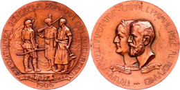 Rumänien, Carol I., Bronzemedaille (Dm. 50 Mm, 49 G), 1906, Unsigniert, Auf Die Allgemeine Ausstellung Bukarest Und Das  - Altri & Non Classificati