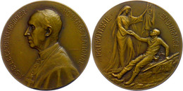 Frankreich, Bronzemedaille (Dm. 37 Mm, 19 G), 1914, Von J. Jourdain, Auf Kardinal Mercier, Av: Brustbild Nach Links, Rev - Autres & Non Classés