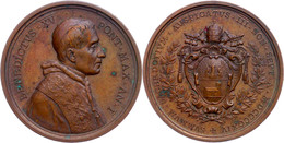 Vatikan, Benedikt XV., Bronzemedaille (Dm. Ca. 33,90mm, Ca. 33,35g), 1914, Von Bianchi, Auf Die Papstwahl. Av: Brustbild - Altri & Non Classificati