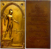 Belgien, Bronzeplakette (82x42 Mm, 77,2 G), O.J., Von G. Devreese, Auf Die 10. Internationale Messe In Brüssel, Av: Gött - Sonstige & Ohne Zuordnung