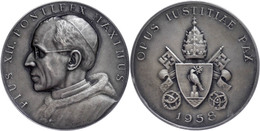 Vatikan, Silbermedaille Punze 925 (Dm. 35,7 Mm, 25 G), 1958, Von A. Hartig, Pius XII., Av: Brustbild Nach Links, Rev: Wa - Sonstige & Ohne Zuordnung