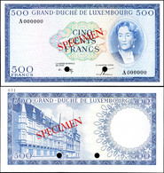 Luxemburg, 500 Francs, Ohne Jahr (ca. 1961-63), Grand Duché De Luxembourg, Serie A, Pick 52As, Specimen, Bankfrisch, Erh - Andere & Zonder Classificatie