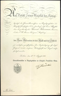 Verleihungsurkunde Roter Adlerorden 3. Klasse Mit Der Schleife, Datiert Berlin 10. August 1914, Faltspuren, Zustand II.  - Dokumente