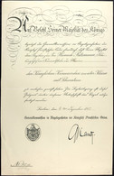 Verleihungsurkunde Königlicher Kronenorden Zweiter Klasse Mit Schwertern, Datiert 4. Dezember 1917, Leichte Faltspuren,  - Documents