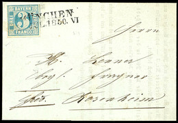 3 Kr. Preußischblau, Platte 1, Auf Portogerechtem Faltbrief Von L2 "MÜNCHEN / JUL.1850.VI" Nach Rosenheim Mit Ankunftsst - Other & Unclassified