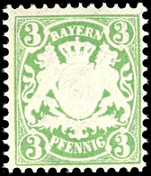3 Pfennig Smaragdgrün, Tadellos Postfrisch, Unsigniert., Katalog: 47 ** - Andere & Zonder Classificatie