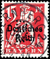 15 Pfg Freimarke Mit Lochung "B", Tadellos Gestempelt, Gepr. Dr. Helbig BPP, Mi. 170.-, Katalog: 18 O - Sonstige & Ohne Zuordnung