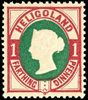 1 Pfg Lilakarmin/dunkelgrün, Tadellos Postfrisches Kabinettstück, Unsigniert., Katalog: 11 ** - Heligoland