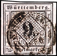 9 Kreuzer Auf Dunkelrosa, Voll Bis Breitrandig, Gest., Winzig Hell, Doppelt Geprüft Thoma BPP, Mi. 300.-, Katalog: 4c O - Autres & Non Classés