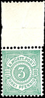 3 Pf. Grün, Tadellos Postfrisch Vom Oberrand, Gepr. Thoma BPP, Mi. 380,-, Katalog: 44ba ** - Other & Unclassified