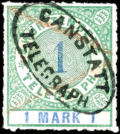 1 M. Mit An Allen Seiten Vollständigem Durchstich(!),  Zentrisch Aufgesetzter Oval-Telegrafen-Stempel "CANSTATT", Mi. 90 - Andere & Zonder Classificatie