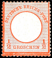 1/2 Gr. Kleiner Schild, Zinnober, Vollzähnig, Ungebraucht. O.G., Gepr. Sommer BPP, Mi. 450,-, Katalog: 3 (*) - Sonstige & Ohne Zuordnung