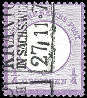 ¼ Gr. Großer Schild, Violett, Gut Zentriert, Geprägt Und Gezähnt, Ra3 "KRANICHFELD", Gepr. Sommer BPP, Mi. 130,-, Katalo - Other & Unclassified