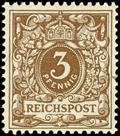 3 Pfg Krone/Adler Lebhaftorangebraun Tadellos Postfrisch, Tiefst Gepr. Wiegand BPP, Mi. 130.-, Katalog: 45cb ** - Sonstige & Ohne Zuordnung