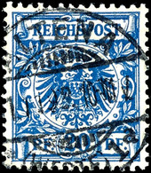 20 Pfg. Krone/Adler, Kobaltblau, Gest. ALTONA, Gepr. Wiegand BPP, Mi. 150,-, Katalog: 48c O - Sonstige & Ohne Zuordnung