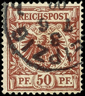 50 Pfg Krone/Adler  Verschmälerte Marke, Gestempelt K1 "LEIPZIG", Unten Rechts Eckrund, Sonst Gut Gezähnt, Gepr. Zenker  - Sonstige & Ohne Zuordnung