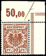 50 Pfg. Krone/Adler Lebhaftrötlichbraun, Rechte Obere Bogenecke, Postfrisch (Anhaftung Im Rand), Gepr. Wiegand BPP, Mi.  - Sonstige & Ohne Zuordnung