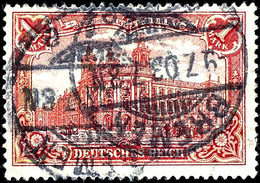 1 Mk. Deutsches Reich O.Wz. 26:17 Zähnungslöcher, Dunkelkarminrot, Gest. BREMEN 9.7.03, Gepr. Jäschke BPP, Mi. 550,-, Ka - Sonstige & Ohne Zuordnung