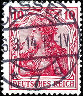 10 Pfg. Germania Friedensdruck, Dunkelkarmin, Gest. CASSEL 6.3.14, Gepr. Jäschke BPP, Mi. 200,-, Katalog: 86Ic O - Sonstige & Ohne Zuordnung