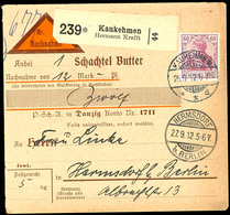 60 Pfg Germania, Friedensdruck, Auf Nachnahme-Paketkarte Von KGS "KAUKEHMEN 25.9.12" Nach Hermsdorf B. Berlin Mit Ankunf - Sonstige & Ohne Zuordnung