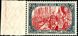 5 Mk. Deutsches Reich, Karmin Quarzend, Linkes Randstück Postfrisch, Gepr. Jäschke-L.BPP, Mi. 120,-, Katalog: 95AIb ** - Sonstige & Ohne Zuordnung