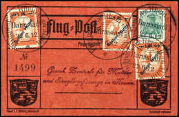 1 Mark Gelber Hund (3) Mit 5 Pfg Germania Auf Flugpostkarte Mit Sonderstempel "Flugpost Am Rhein Und Am Main 22.6.12 Dar - Sonstige & Ohne Zuordnung