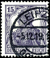 15 Pfg. Germania Dunkelblauviolett, Gest. LEIPZIG 5.12.19, Gepr. Infla, Mi. 200,-, Katalog: 101c O - Sonstige & Ohne Zuordnung