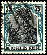 75 Pfg Germania Rahmen Bläulichgrün, Tadellos Gestempelt Mit KBS, Gepr. Infla Und (tiefst) Bechtold BPP, Mi. 450.-, Kata - Sonstige & Ohne Zuordnung