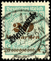 20 Milld. Schlangenaufdruck, Plattenfehler HT, Gest., Fotoattest Weinbuch BPP "echt Und Einwandfrei", Mi. 800.-, Katalog - Autres & Non Classés