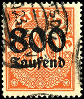 800 Tsd. A. 30 Pfg, Wz. 1, Gest., Fotobefund Winkler BPP "echt, Links Zwei Zähne Gering Verkürzt", Mi. 400.-, Katalog: 9 - Other & Unclassified