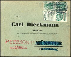 1911, 5 Pf. Zusammendruck W2.1 Und W2.2 Zusammenhängend A. Portogerechten Brief Von Münster Nach Pyrmont, Oberer Zusamme - Altri & Non Classificati