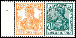 7½+5 Pfg., Orange + Opalgrün Germania, Waagerechter Zusammendruck Mit Rand, Postfrisch, Gepr. Infla, Katalog: W6aa ** - Other & Unclassified