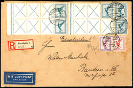 1931, RL 15.2 (XXX+20 Mit Randleiste), 3 Mal In MiF Mit RL 15.1 Und W22 Auf Eingeschriebenem Luftpost-Brief Von Mannheim - Sonstige & Ohne Zuordnung