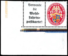 A1+15 Pfg., Nothilfe 1928, Waagerechter Zusammendruck Postfrisch, Linke Untere Bogenecke (Rand Gefaltet Und Angetrennt), - Sonstige & Ohne Zuordnung