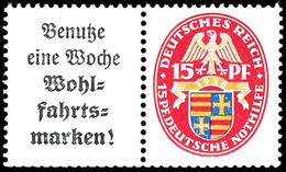 Nothilfe 1928, Benutze Eine Woche Wohlfahrtsmarken + 15 Pfg, Waagerechter Zusammendruck, Tadellos Postfrisch, Mi. 350.-, - Sonstige & Ohne Zuordnung