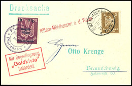 1925, Segelflugzeug "Goldkiste" Rittern - Mühlhausen A. D.Würm, 10 Pfg Auf 10 Mark Auf Karte Mit 3 Pfg Holztaube, Entwer - Andere & Zonder Classificatie