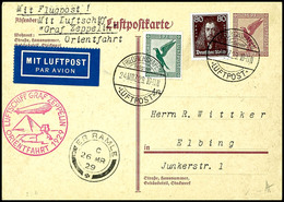 1929, Orientfahrt, Auflieferung Friedrichshafen Mit Best.-Stempel Type II Und Ankunftsstempel El Ramle, Ganzsachenkarte  - Autres & Non Classés