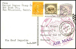 1929, Weltrundfahrt, Amerikanische Post Los Angeles - Lakehurst Und Los Angeles - Friedrichshafen, Zwei Karten Aus Los A - Sonstige & Ohne Zuordnung