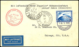 1930, Südamerikafahrt, Bordpost Vom 19.5. Bis Bahia, Karte Mit 2 M. Südamerikafahrt Via New York Nach Chicago, Leichte P - Autres & Non Classés