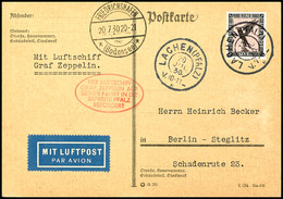 1930, Landungsfahrt Nach Laachen, Auflieferung LAACHEN 13.JUL. Nach Friedrichshafen, Karte Mit 1 M. Adler Und Nebengeset - Autres & Non Classés