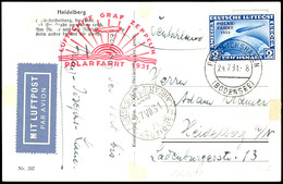 1931, Polarfahrt, Auflieferung Friedrichshafen Bis Malyguin, Ansichtskarte "Heidelberg" Mit 2 M. Polarfahrt Von "FRIEDRI - Sonstige & Ohne Zuordnung